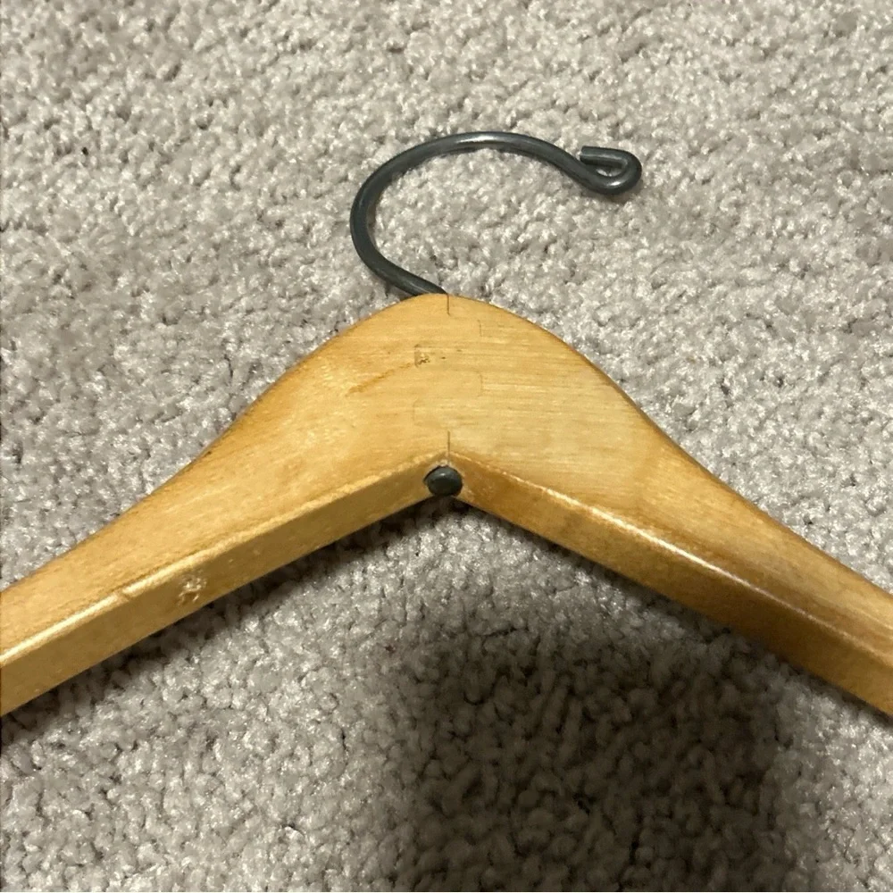 2 Vintage WISHBONE BATTS Wooden Suit Hangers Grand Rapids MI